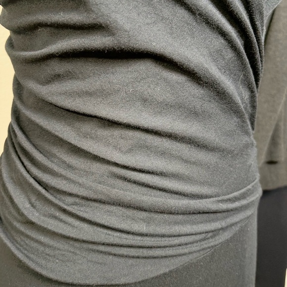 Cabi Ruched Black Sleeveless Faux Wrap Midi Dress. Size M, Comfortable, Soft. - Picture 3 of 11